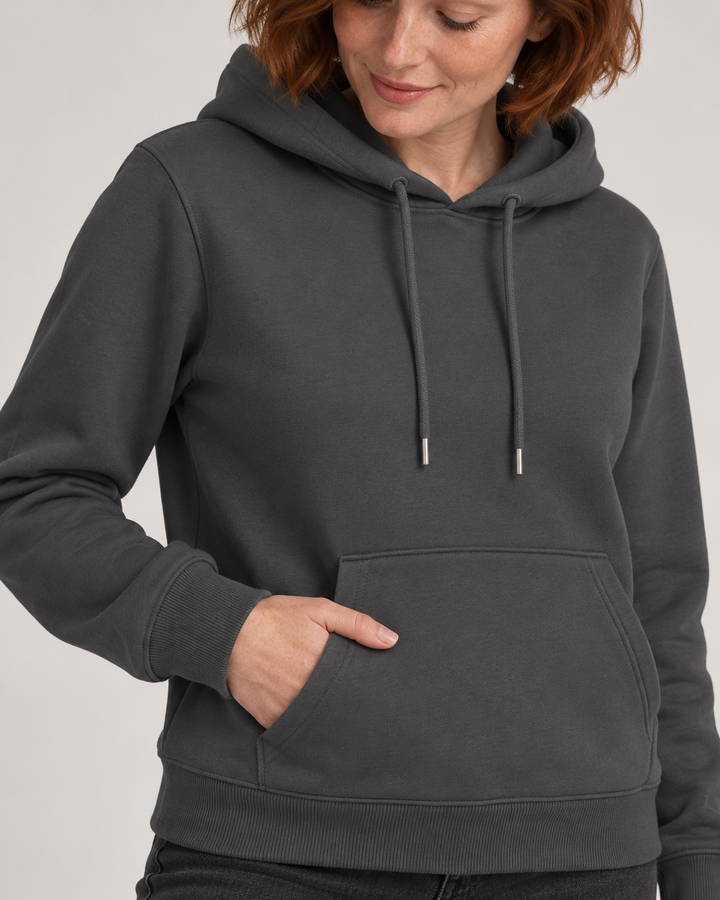 Sitztgut Damen-Hoodie aus Baumwolle, 350 g/m² – Anthracite – Materialdetail