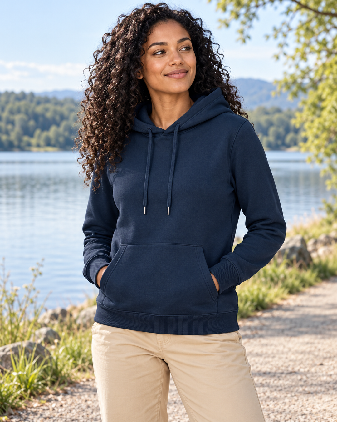 Sitztgut Damen-Hoodie aus Baumwolle, 350 g/m² – Marineblau – Alltagsansicht