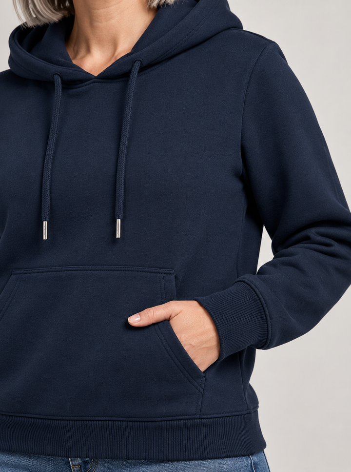 Sitztgut Damen-Hoodie aus Baumwolle, 350 g/m² – Marineblau – Materialdetail