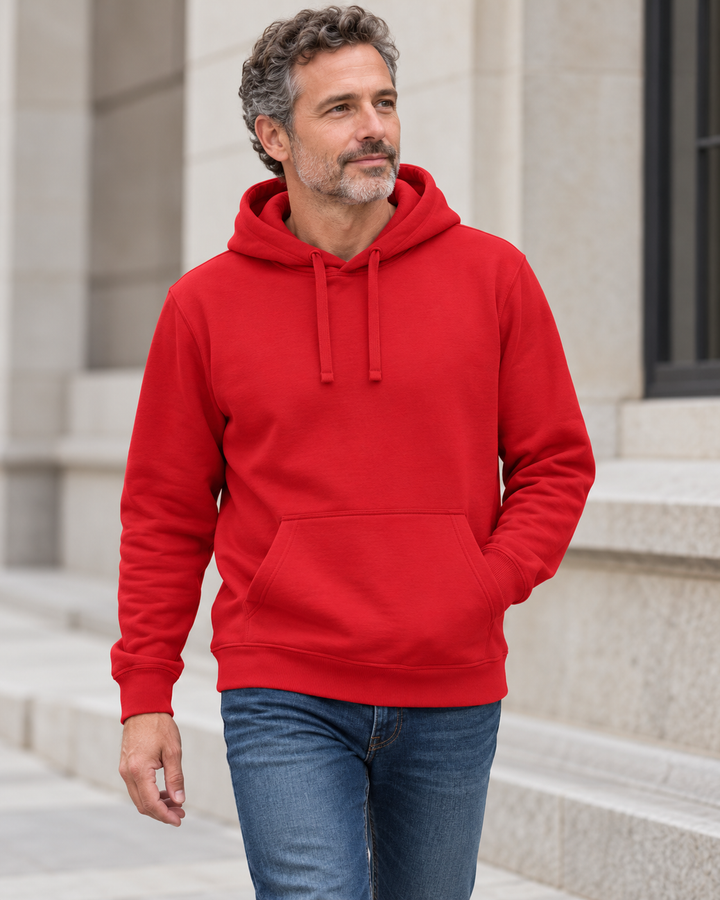 Sitztgut Unisex-Hoodie mit Kängurutasche – Red – Alltagsansicht