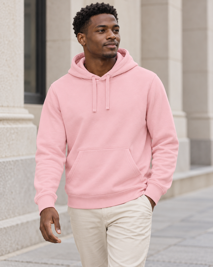 Sitztgut Unisex-Hoodie mit Kängurutasche – Cotton Pink – Alltagsansicht