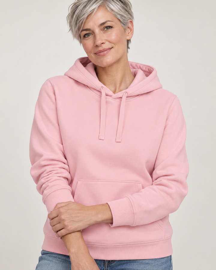 Sitztgut Unisex-Hoodie mit Kängurutasche – Cotton Pink – Materialdetail