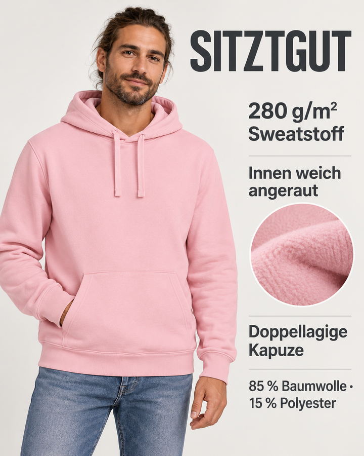 Sitztgut Unisex-Hoodie mit Kängurutasche – Cotton Pink – Produktdetails