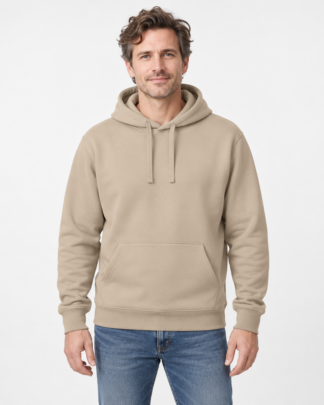 Sitztgut Unisex-Hoodie mit Kängurutasche – Desert Dust – Vorderansicht