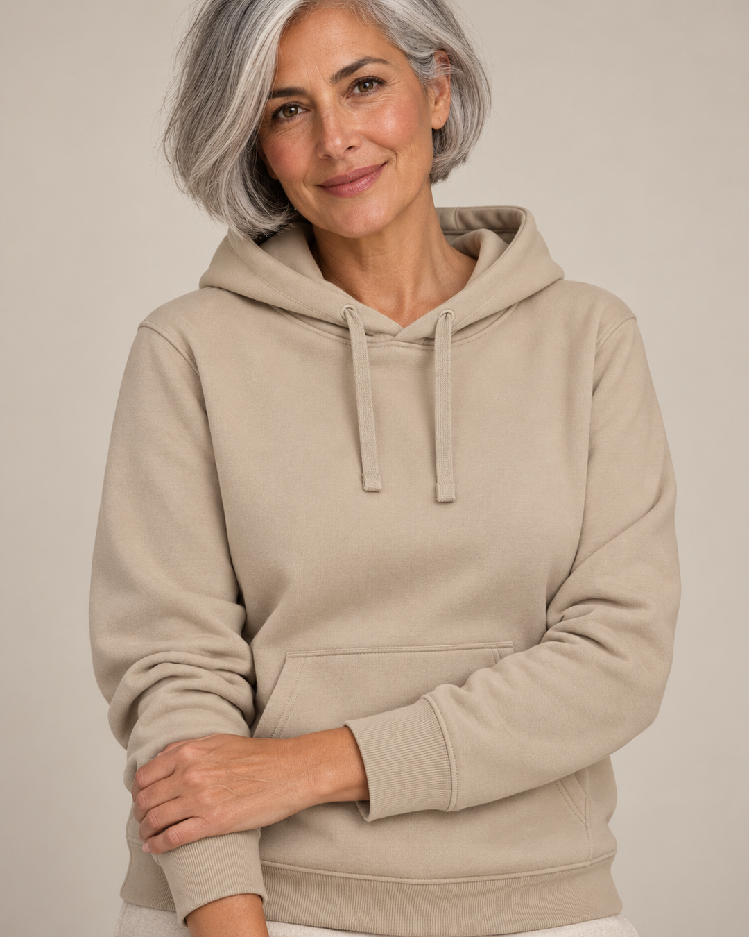 Sitztgut Unisex-Hoodie mit Kängurutasche – Desert Dust – Materialdetail