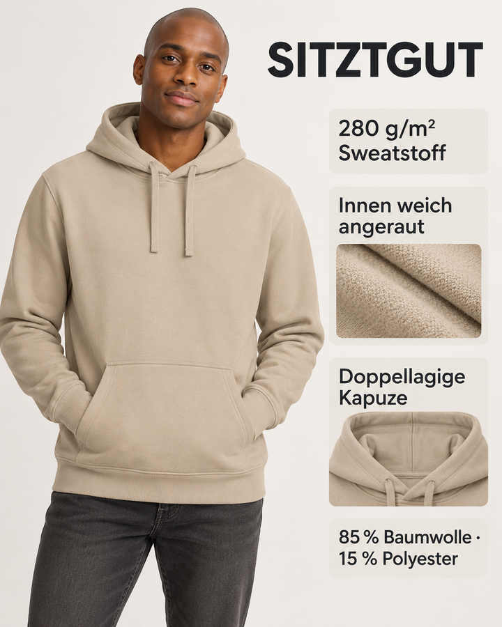 Sitztgut Unisex-Hoodie mit Kängurutasche – Desert Dust – Produktdetails