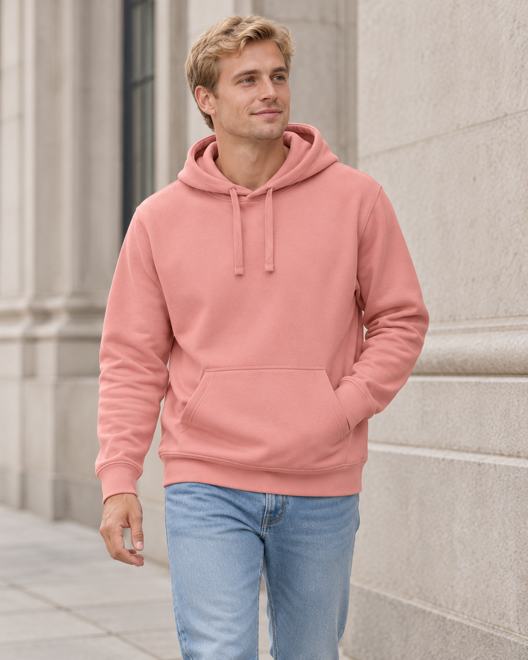 Sitztgut Unisex-Hoodie mit Kängurutasche – Canyon Pink – Alltagsansicht