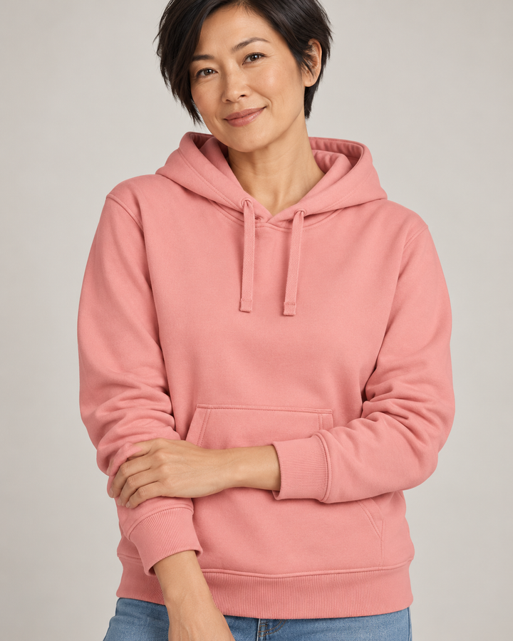 Sitztgut Unisex-Hoodie mit Kängurutasche – Canyon Pink – Materialdetail