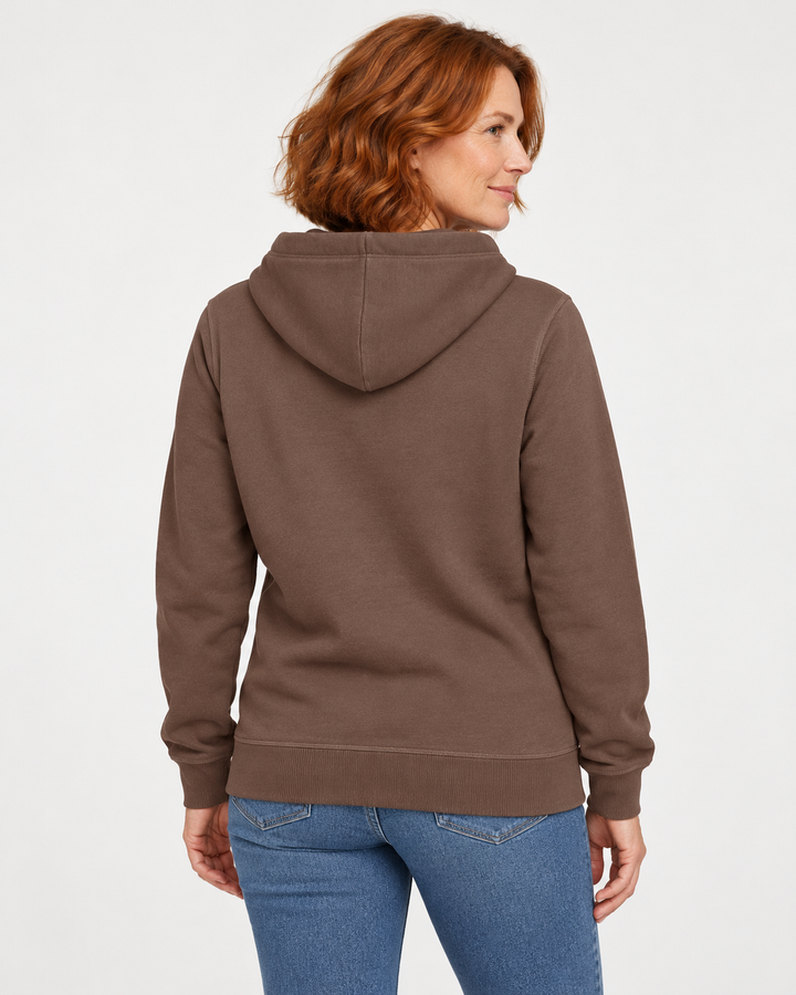 Sitztgut Unisex-Hoodie mit Kängurutasche – Mocha – Rückenansicht