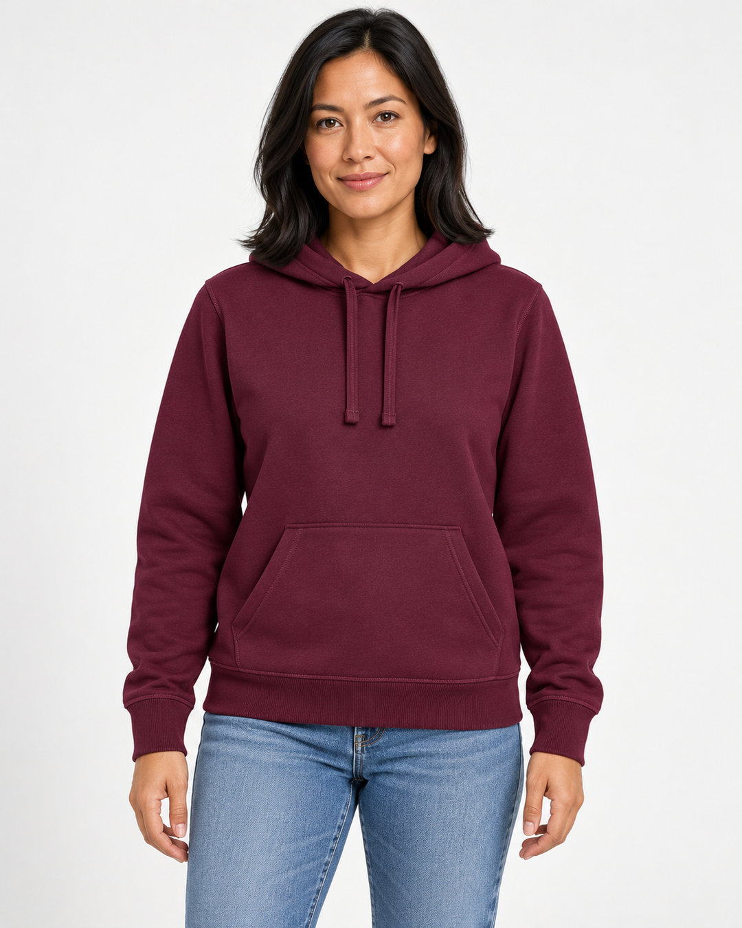 Sitztgut Unisex-Hoodie mit Kängurutasche – Deep Plum – Vorderansicht