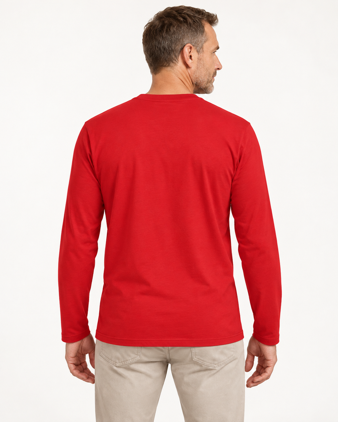 Sitztgut Unisex-Langarmshirt aus Baumwolle, 180 g/m² – Rot – Rückenansicht