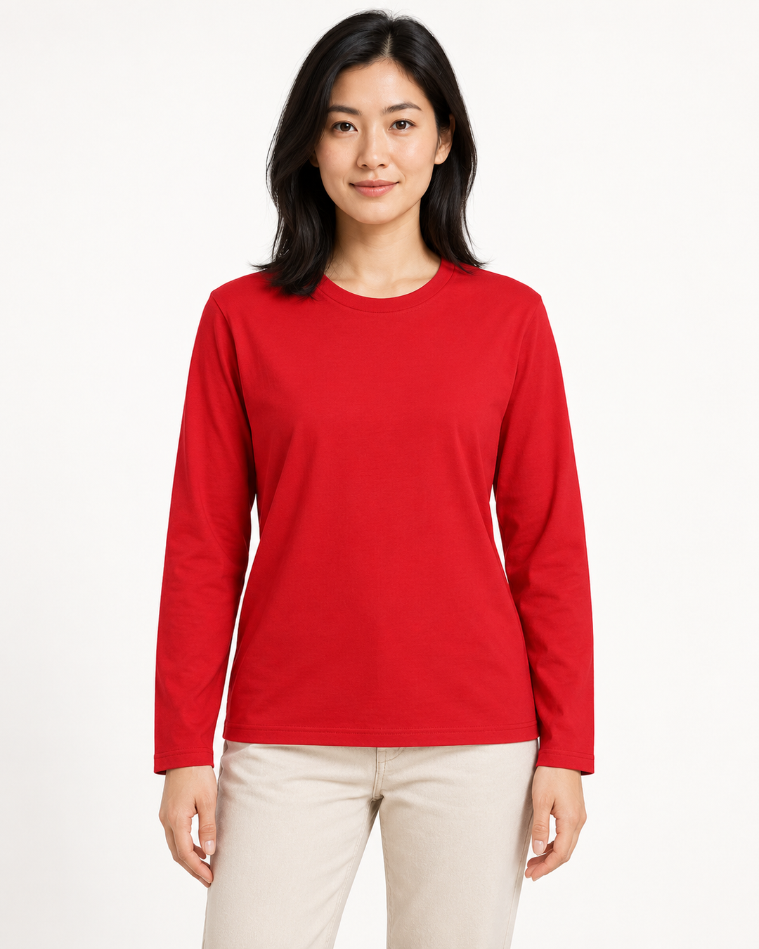 Sitztgut Unisex-Langarmshirt aus Baumwolle, 180 g/m² – Rot – Vorderansicht