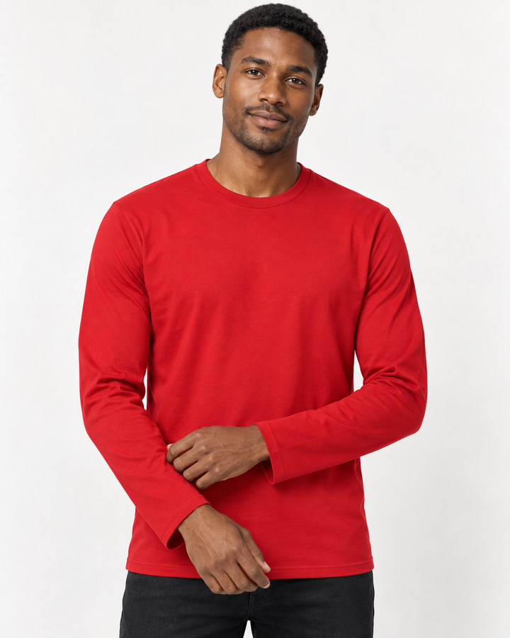 Sitztgut Unisex-Langarmshirt aus Baumwolle, 180 g/m² – Rot – Materialdetail