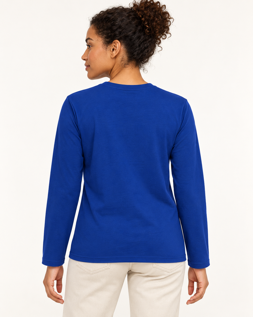 Sitztgut Unisex-Langarmshirt aus Baumwolle, 180 g/m² – Blau – Rückenansicht