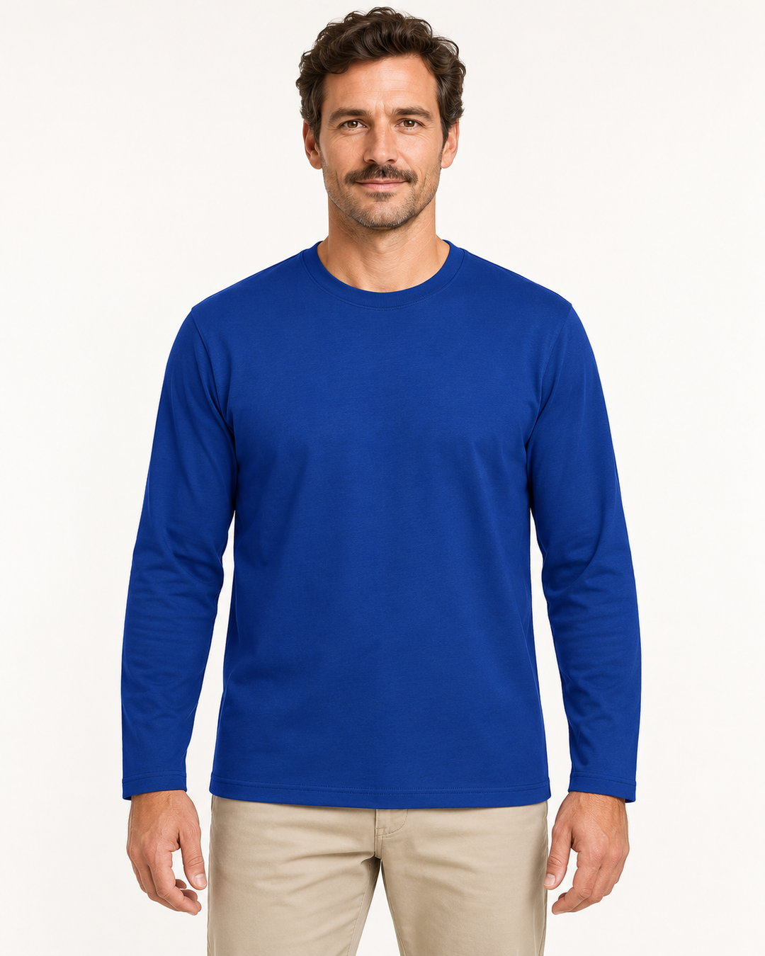 Sitztgut Unisex-Langarmshirt aus Baumwolle, 180 g/m² – Blau – Vorderansicht