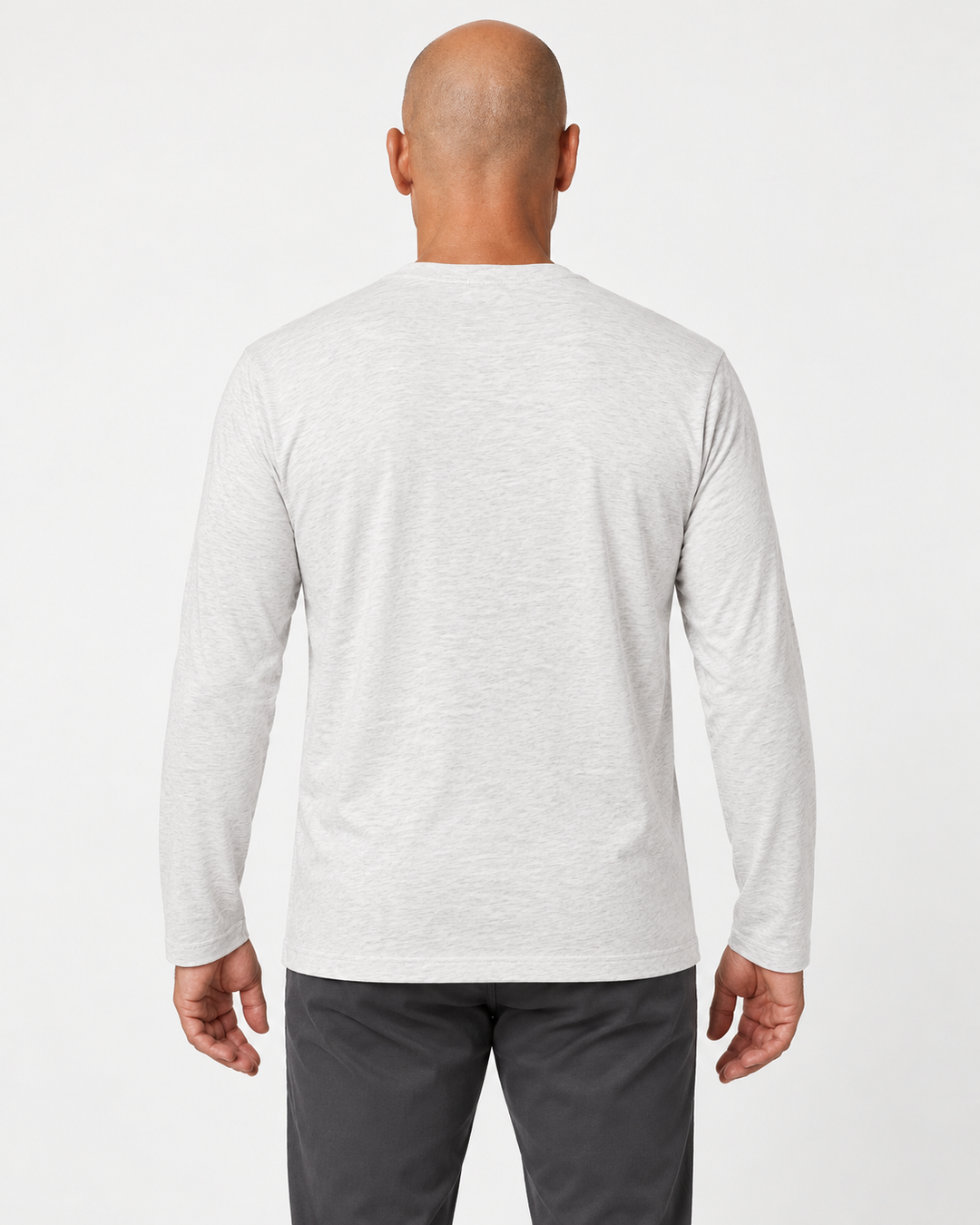 Sitztgut Unisex-Langarmshirt aus Baumwolle, 180 g/m² – Hellgrau meliert (Cool Heather Grey) – Rückenansicht