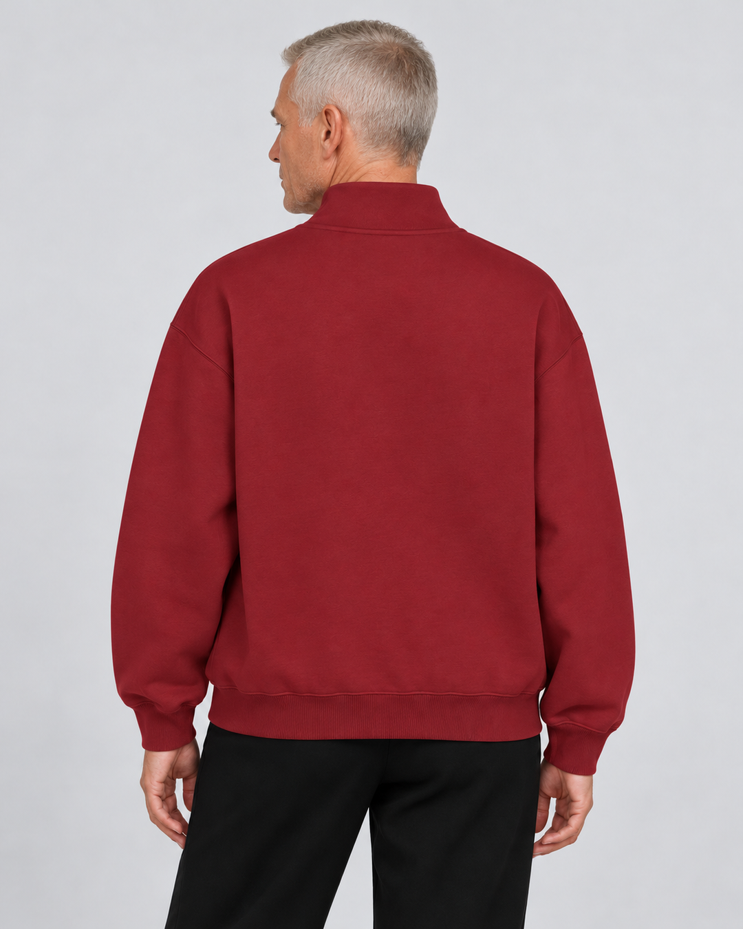Sitztgut Unisex-Sweatshirt mit Viertelreißverschluss, 400 g/m² – Red Earth – Rückenansicht