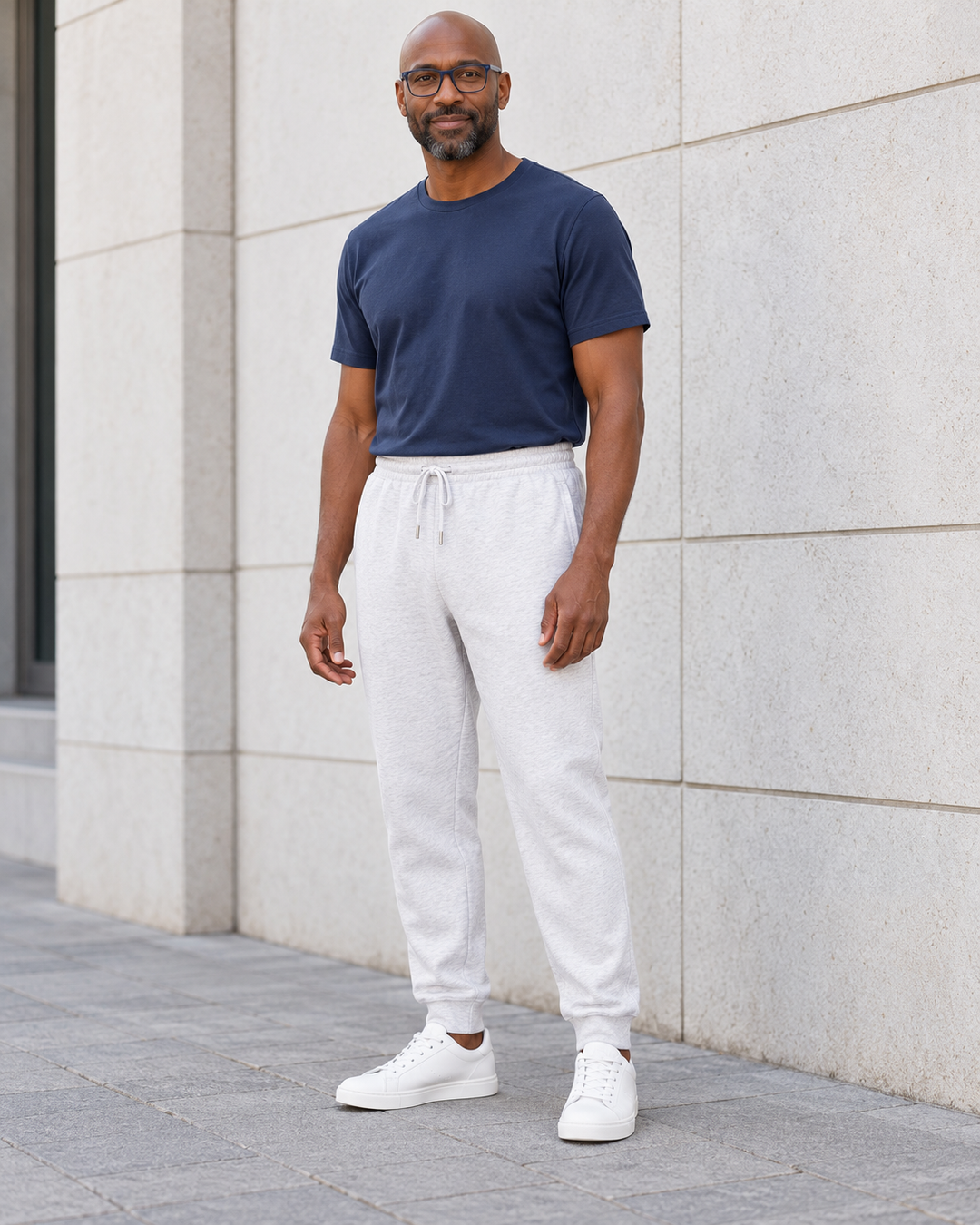 Sitztgut Unisex-Jogginghose aus Baumwolle mit Rippbündchen – Hellgrau meliert (Cool Heather Grey) – Alltagsansicht