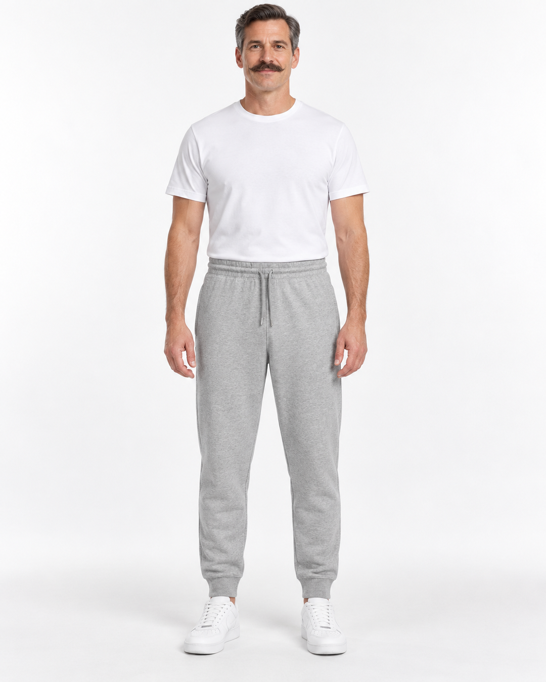 Sitztgut Unisex-Jogginghose aus Baumwolle mit Rippbündchen – Grau meliert (Heather Grey) – Vorderansicht