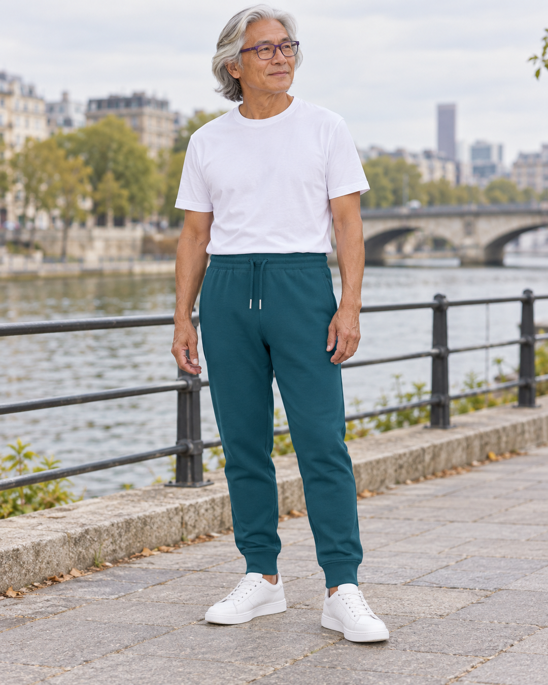 Sitztgut Unisex-Jogginghose aus Baumwolle mit Rippbündchen – Stargazer – Alltagsansicht