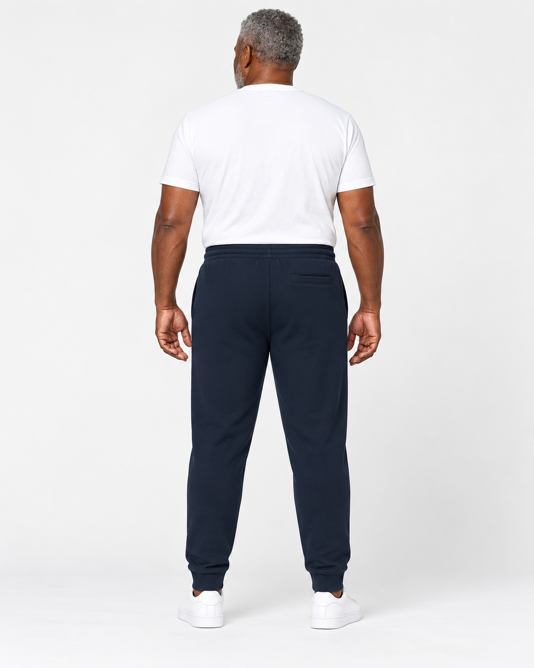 Sitztgut Unisex-Jogginghose aus Baumwolle mit Rippbündchen – Marineblau – Rückenansicht