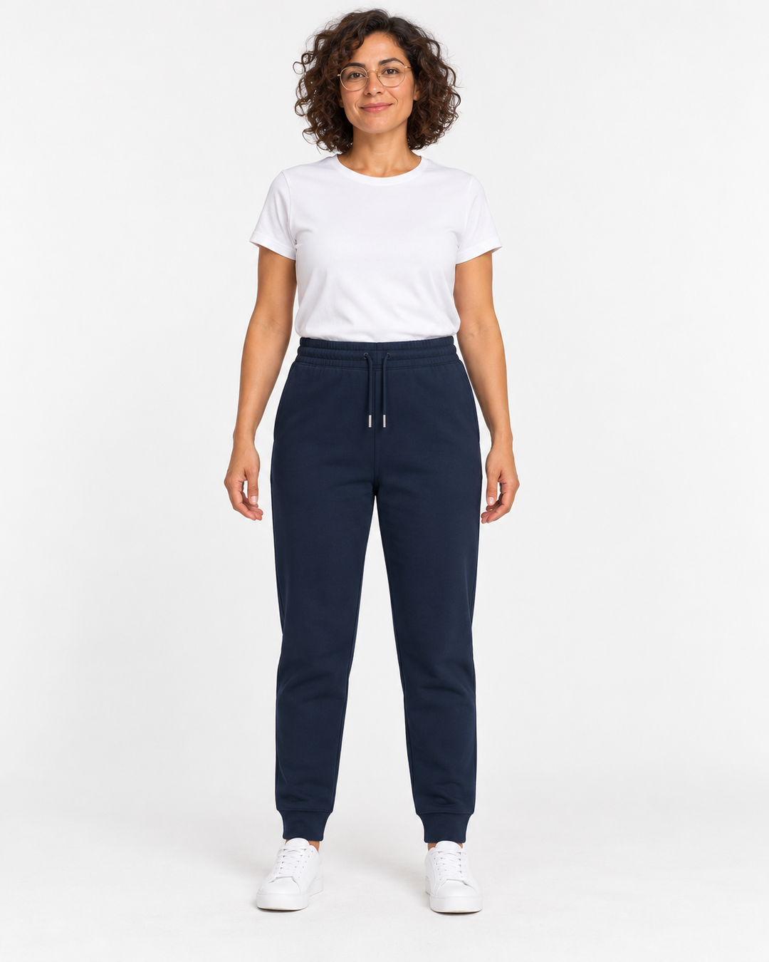 Sitztgut Unisex-Jogginghose aus Baumwolle mit Rippbündchen – Marineblau – Vorderansicht
