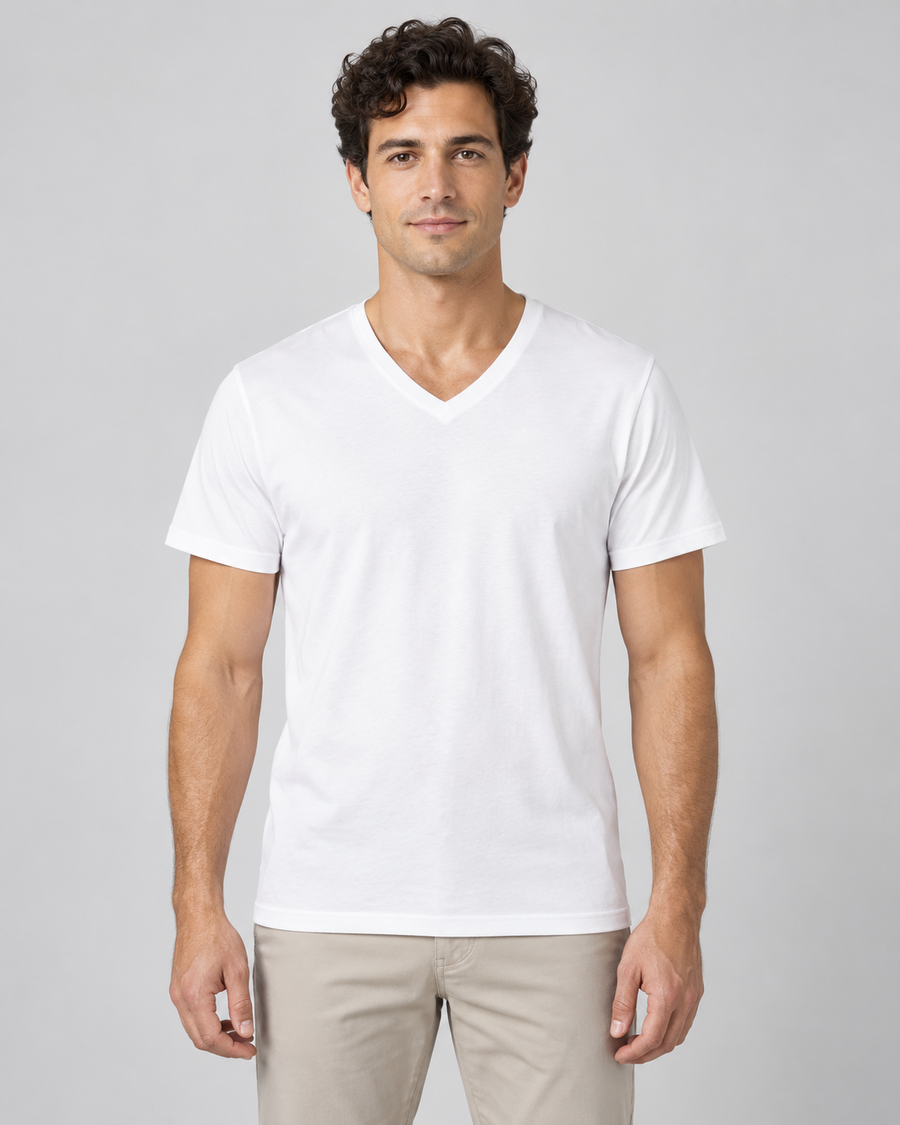 Sitztgut Herren-T-Shirt aus Baumwolle mit V-Ausschnitt