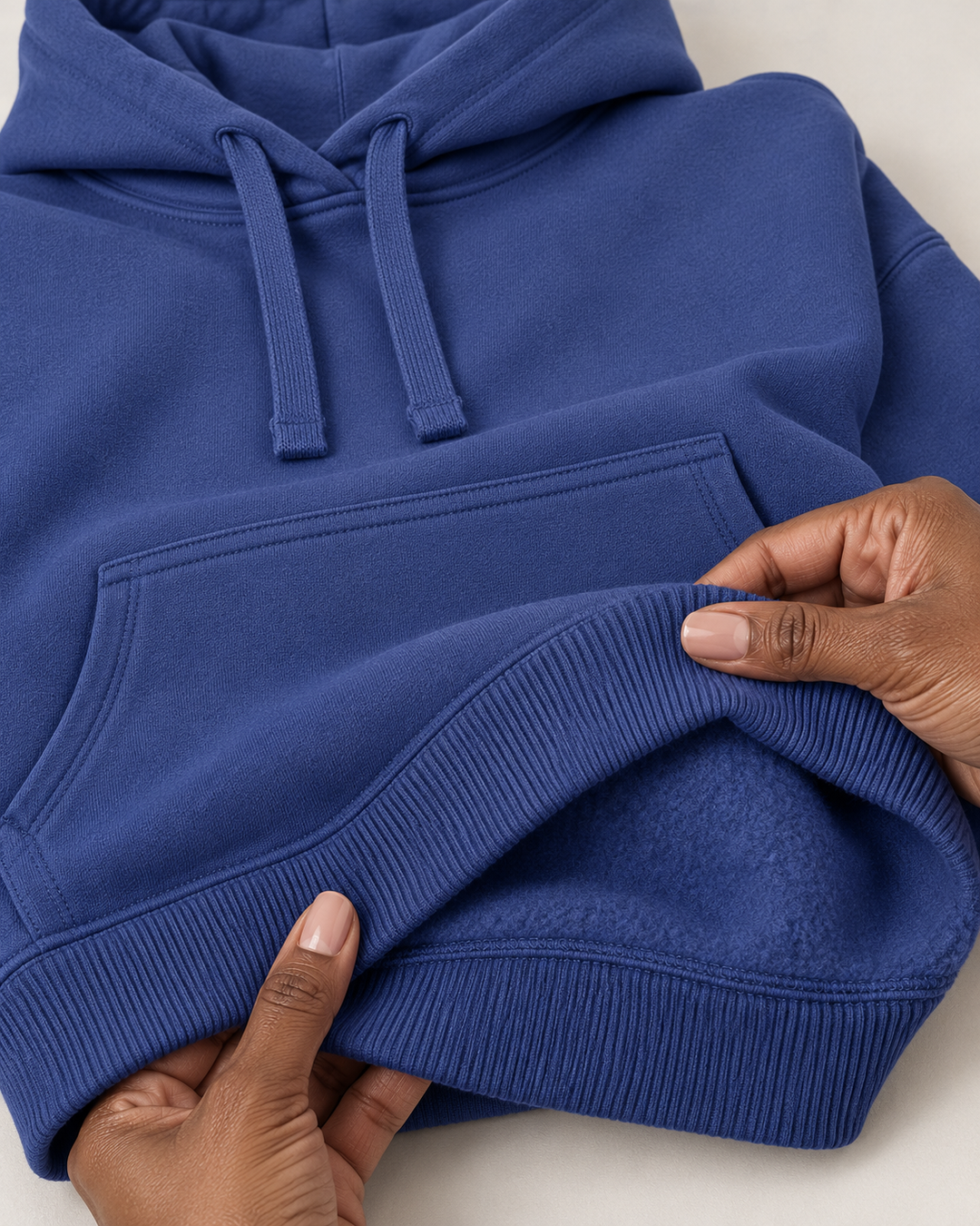 Sitztgut Unisex-Hoodie aus Baumwolle, Oversized Fit – Dusk – Materialdetail