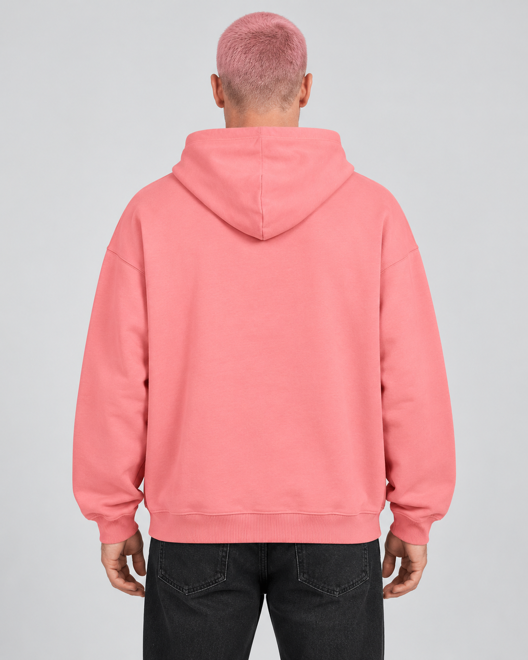 Sitztgut Unisex-Hoodie aus Baumwolle, Oversized Fit – Pink Joy – Rückenansicht