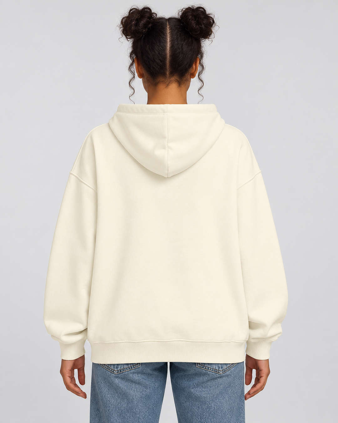 Sitztgut Unisex-Hoodie aus Baumwolle, Oversized Fit – Cream – Rückenansicht