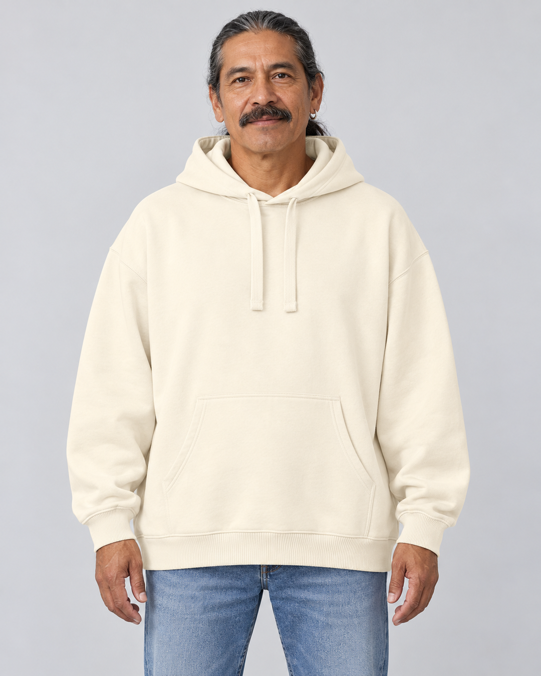 Sitztgut Unisex-Hoodie aus Baumwolle, Oversized Fit – Cream – Vorderansicht