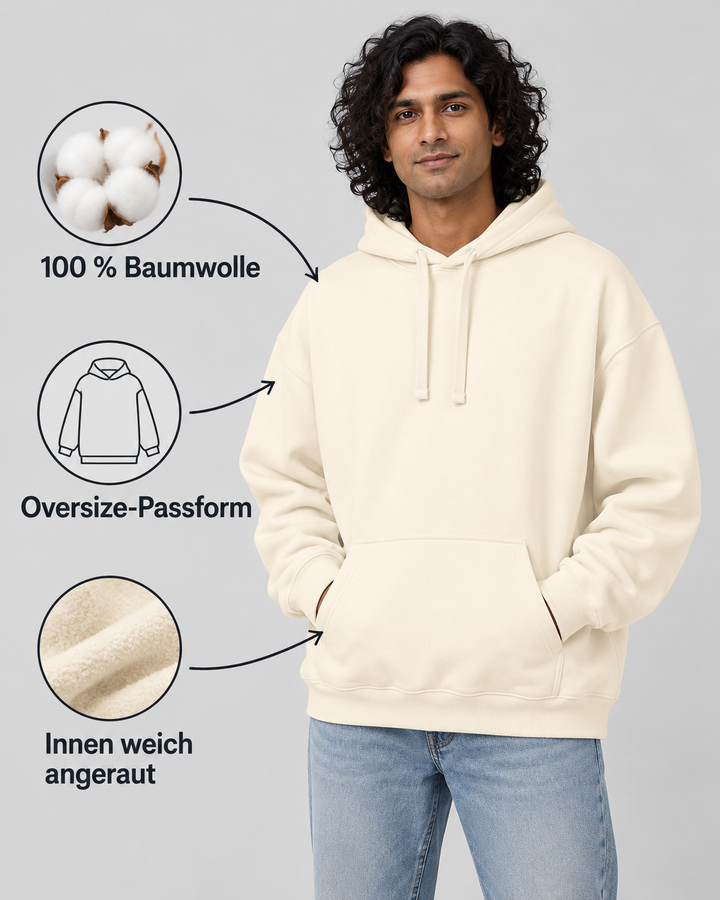 Sitztgut Unisex-Hoodie aus Baumwolle, Oversized Fit – Cream – Produktdetails