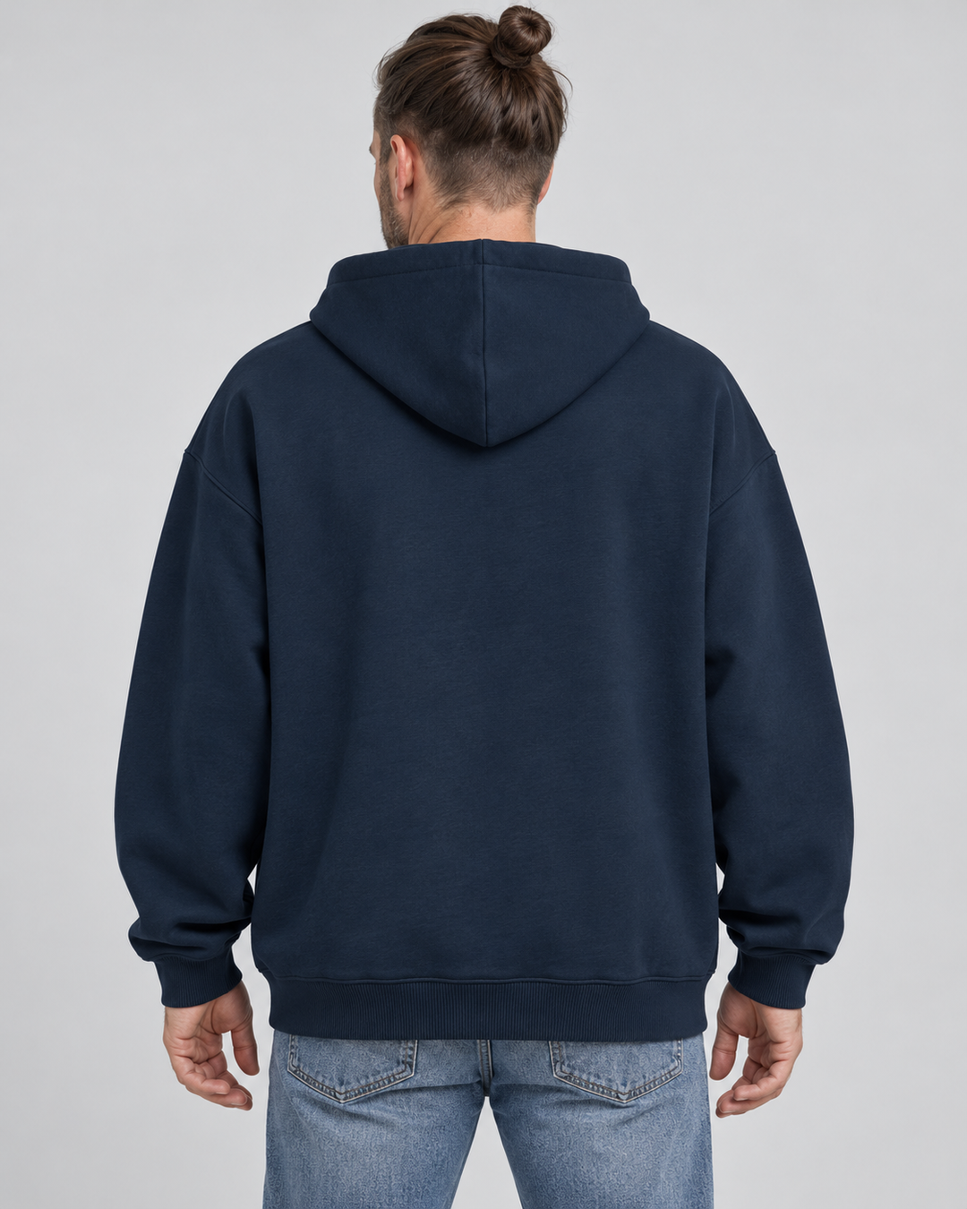 Sitztgut Unisex-Hoodie aus Baumwolle, Oversized Fit – Marineblau – Rückenansicht
