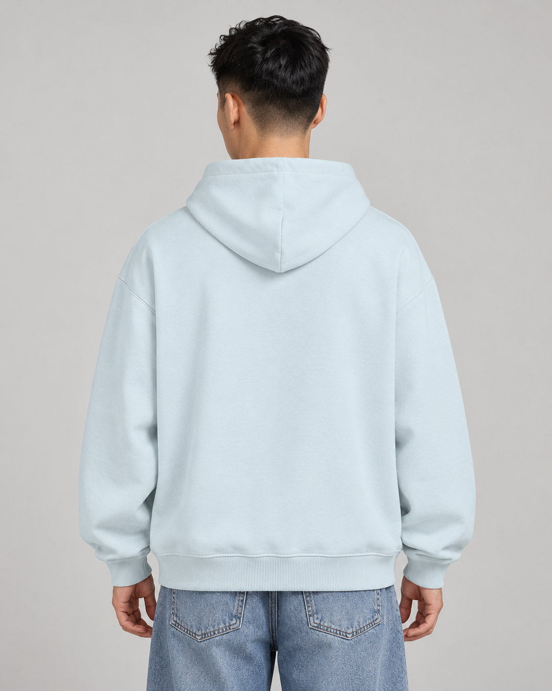 Sitztgut Unisex-Hoodie aus Baumwolle, Oversized Fit – Blue Ice – Rückenansicht