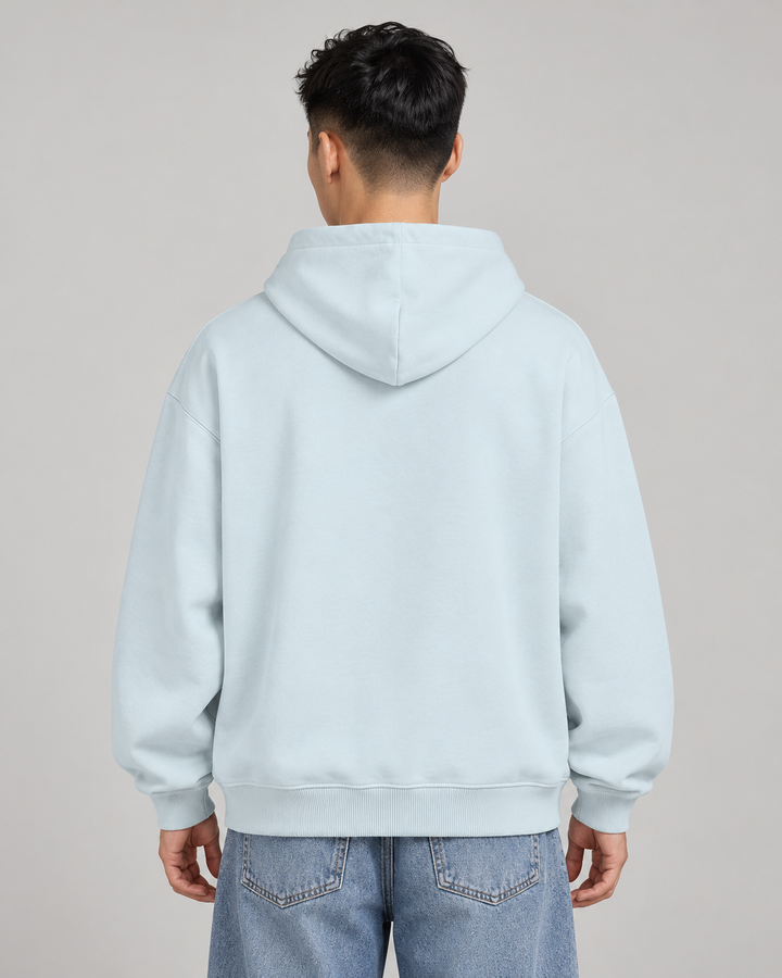 Sitztgut Unisex-Hoodie aus Baumwolle, Oversized Fit – Blue Ice – Rückenansicht