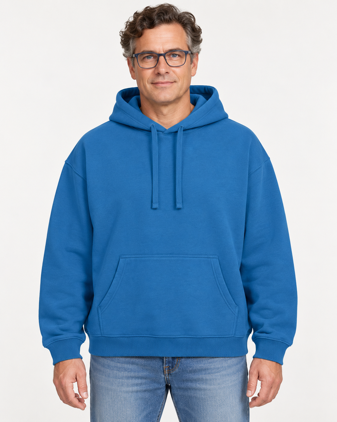Sitztgut Unisex-Hoodie aus Baumwolle, Oversized Fit – Blau (Mindful Blue) – Vorderansicht