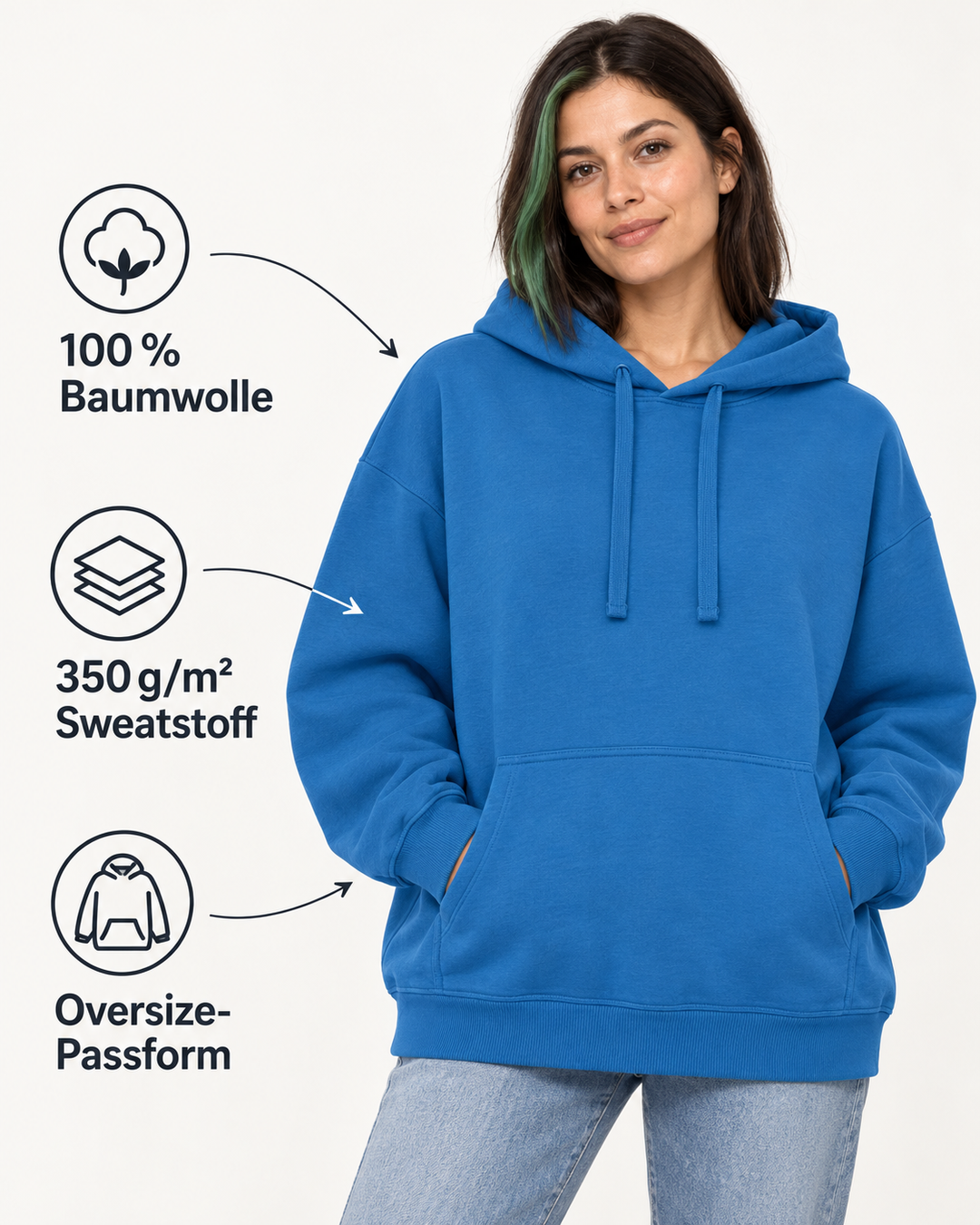 Sitztgut Unisex-Hoodie aus Baumwolle, Oversized Fit – Blau (Mindful Blue) – Produktdetails