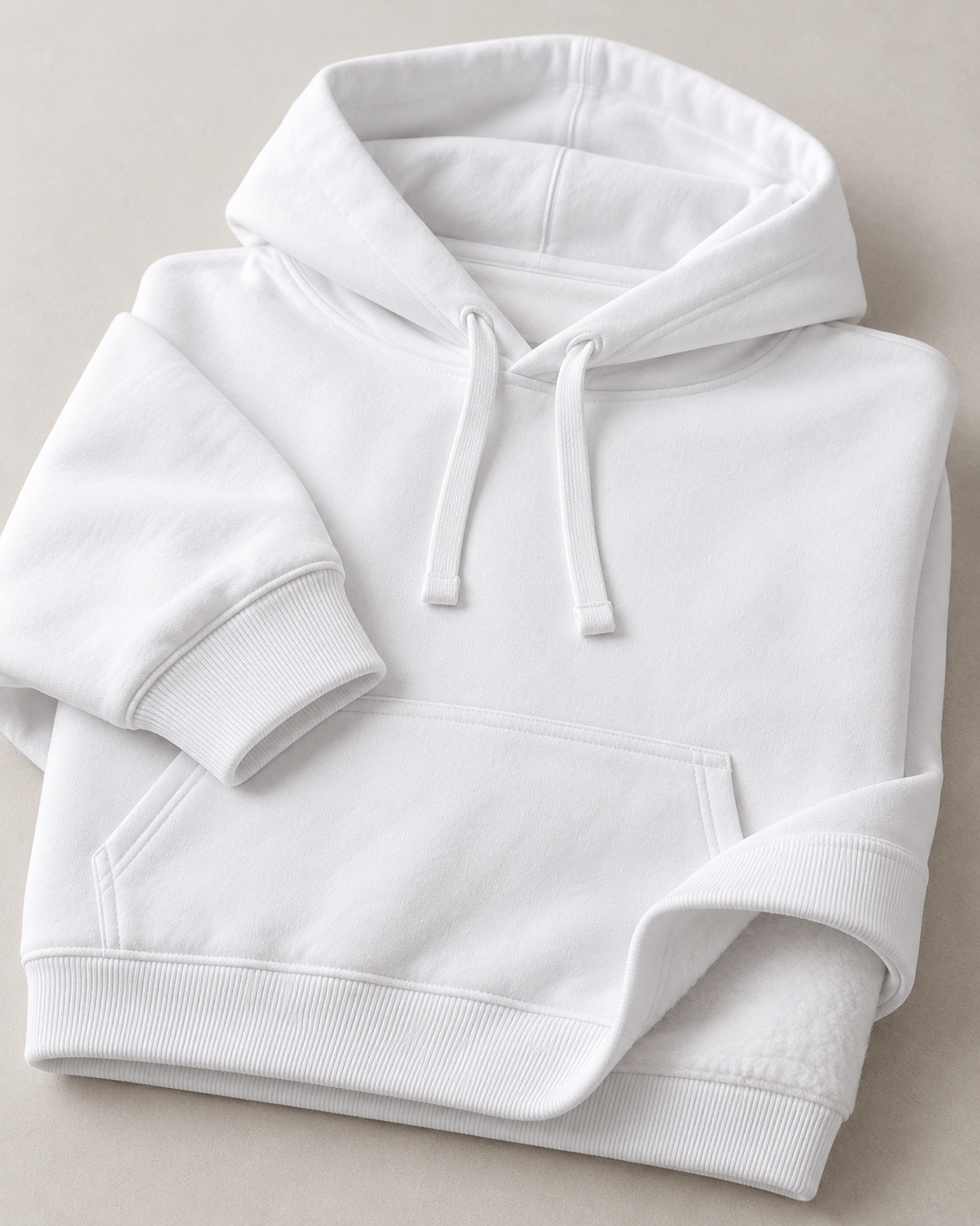 Sitztgut Unisex-Hoodie aus Baumwolle, Oversized Fit – Weiß – Materialdetail