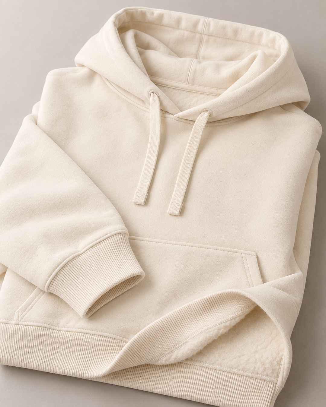 Sitztgut Unisex-Hoodie aus Baumwolle, Oversized Fit – Natur – Materialdetail