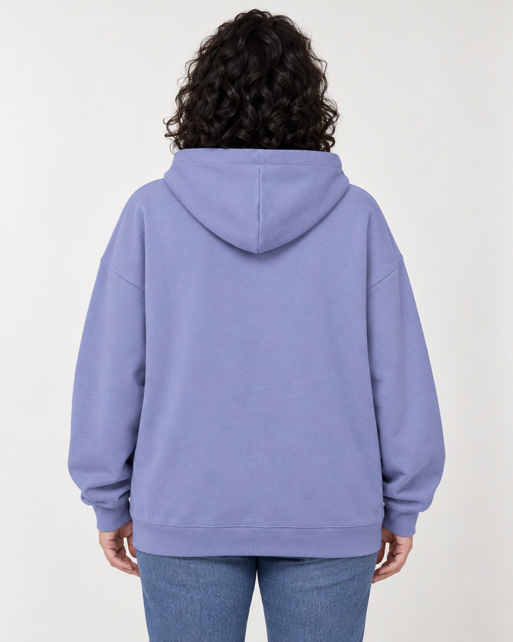 Sitztgut Unisex-Hoodie aus Baumwolle, Oversized Fit – Violet – Rückenansicht