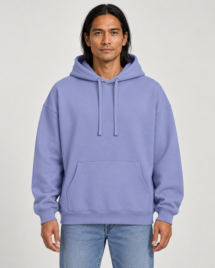 Sitztgut Unisex-Hoodie aus Baumwolle, Oversized Fit – Violet – Vorderansicht