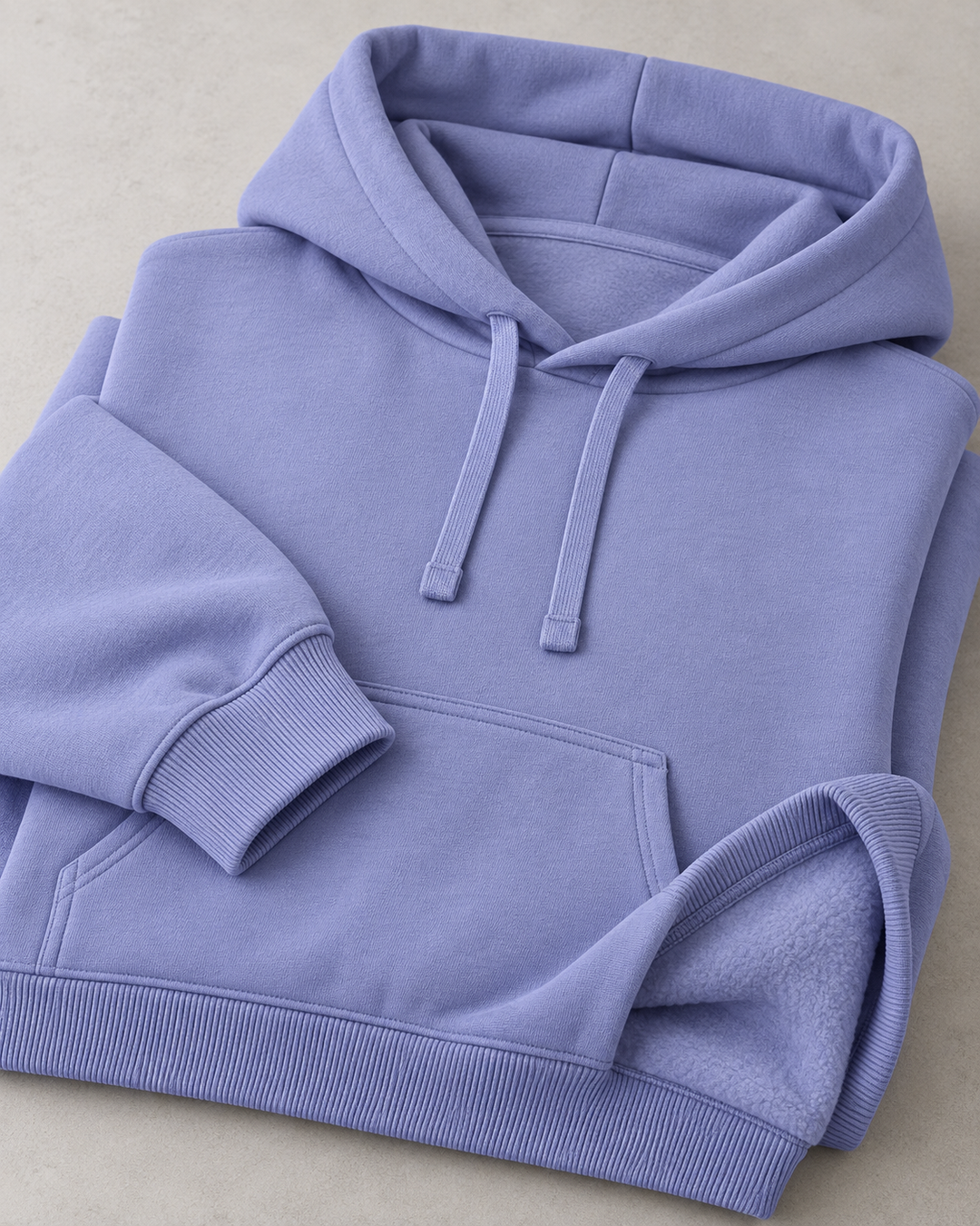Sitztgut Unisex-Hoodie aus Baumwolle, Oversized Fit – Violet – Materialdetail