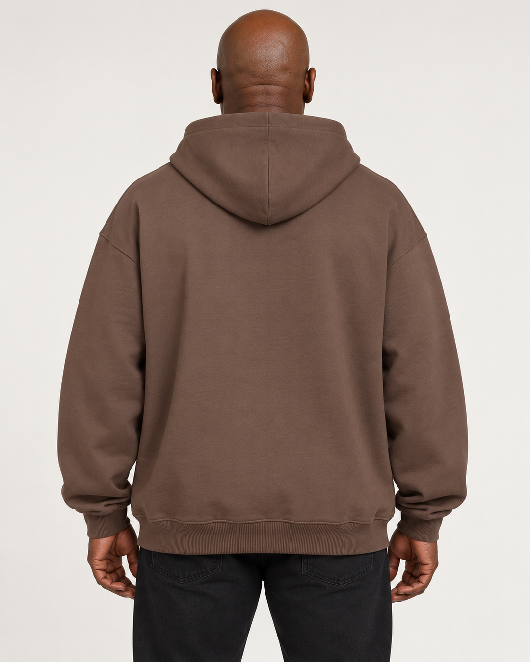 Sitztgut Unisex-Hoodie aus Baumwolle, Oversized Fit – Mocha – Rückenansicht