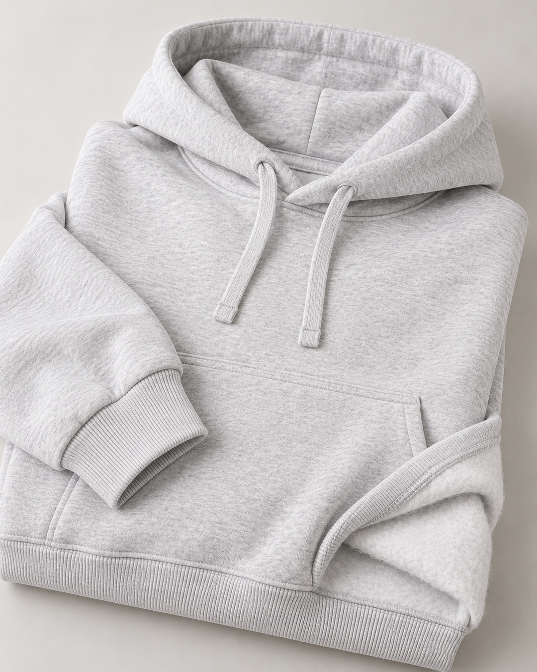 Sitztgut Unisex-Hoodie aus Baumwolle, Oversized Fit – Hellgrau meliert (Cool Heather Grey) – Materialdetail