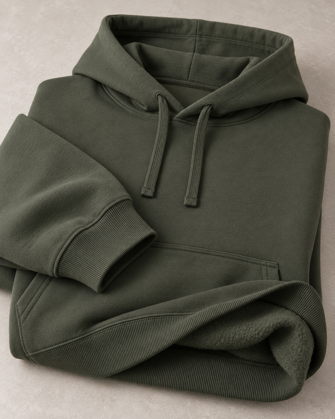 Sitztgut Unisex-Hoodie aus Baumwolle, Oversized Fit – Khaki – Materialdetail