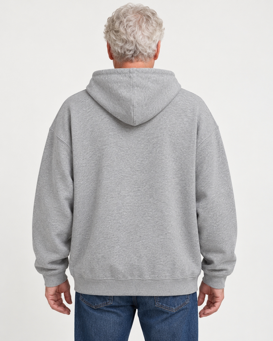 Sitztgut Unisex-Hoodie aus Baumwolle, Oversized Fit – Grau meliert (Heather Grey) – Rückenansicht