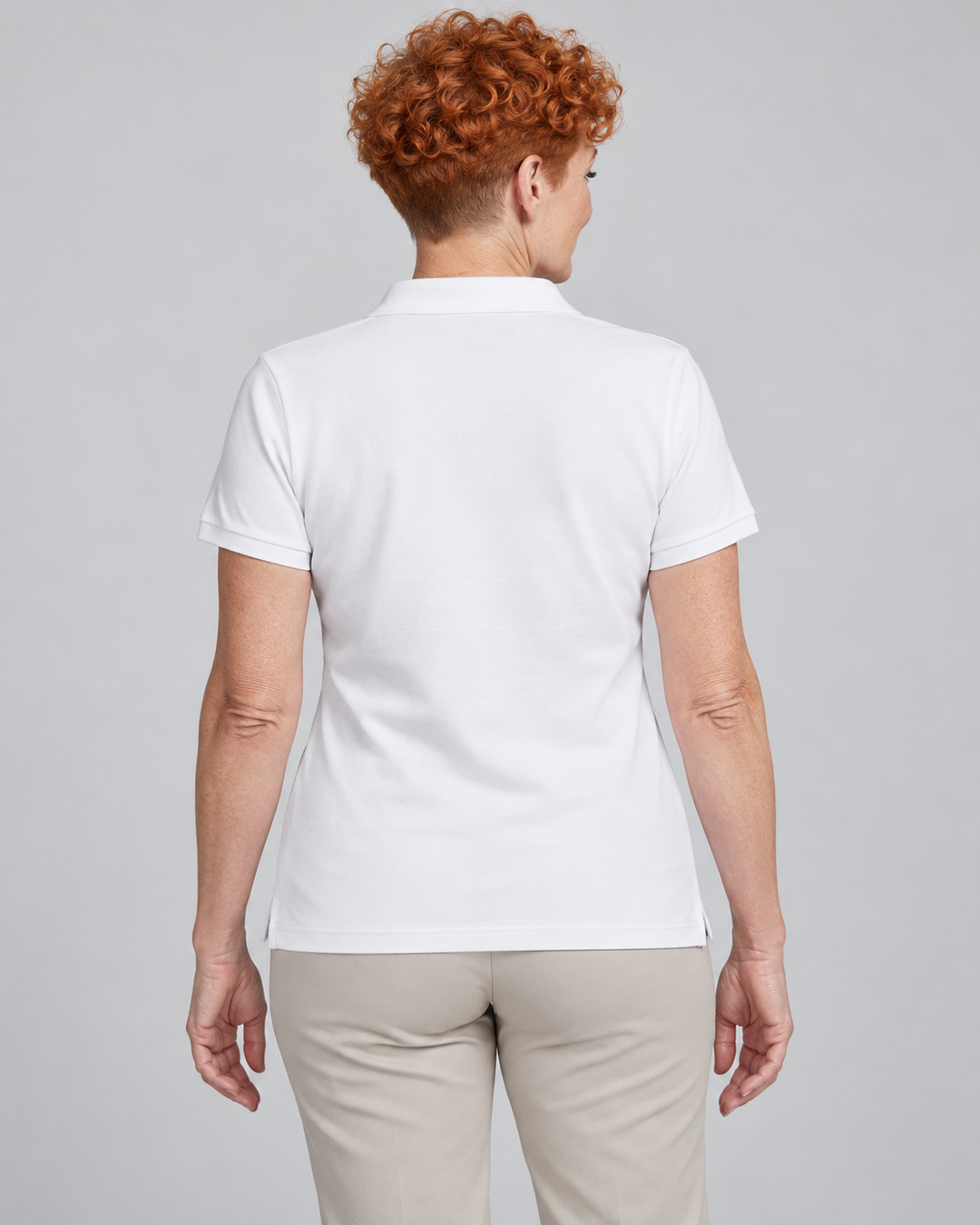 Sitztgut Damen-Poloshirt aus Baumwoll-Piqué, 185 g/m² – Weiß – Rückenansicht