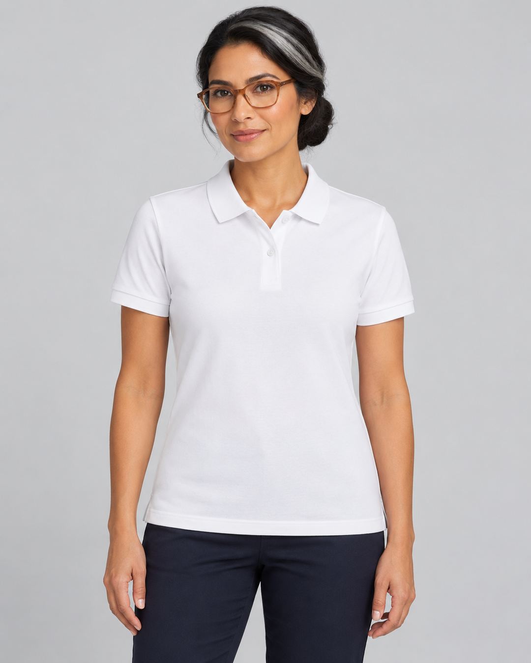 Sitztgut Damen-Poloshirt aus Baumwoll-Piqué, 185 g/m² – Weiß – Vorderansicht