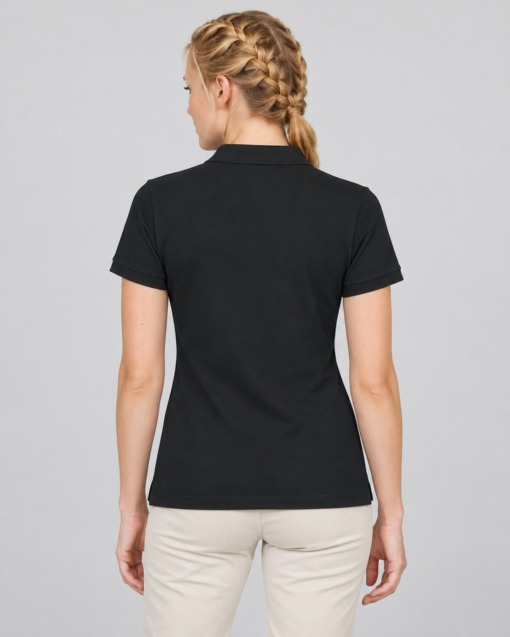 Sitztgut Damen-Poloshirt aus Baumwoll-Piqué, 185 g/m² – Schwarz – Rückenansicht