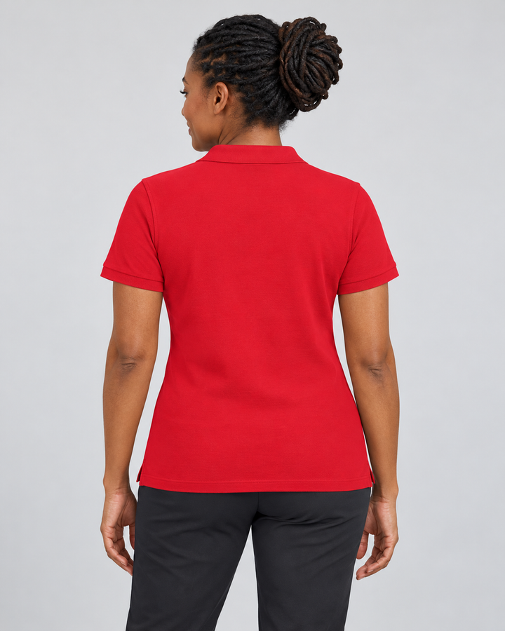 Sitztgut Damen-Poloshirt aus Baumwoll-Piqué, 185 g/m² – Red – Rückenansicht